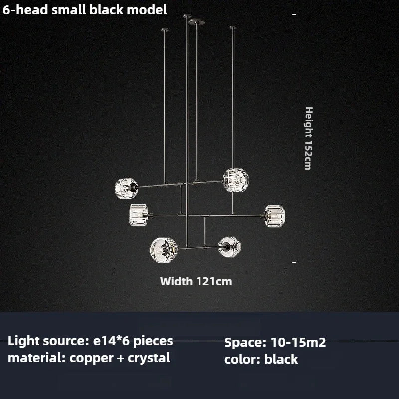 lustre en cristal de style américain en cuivre moderne - vue 6 sur 10