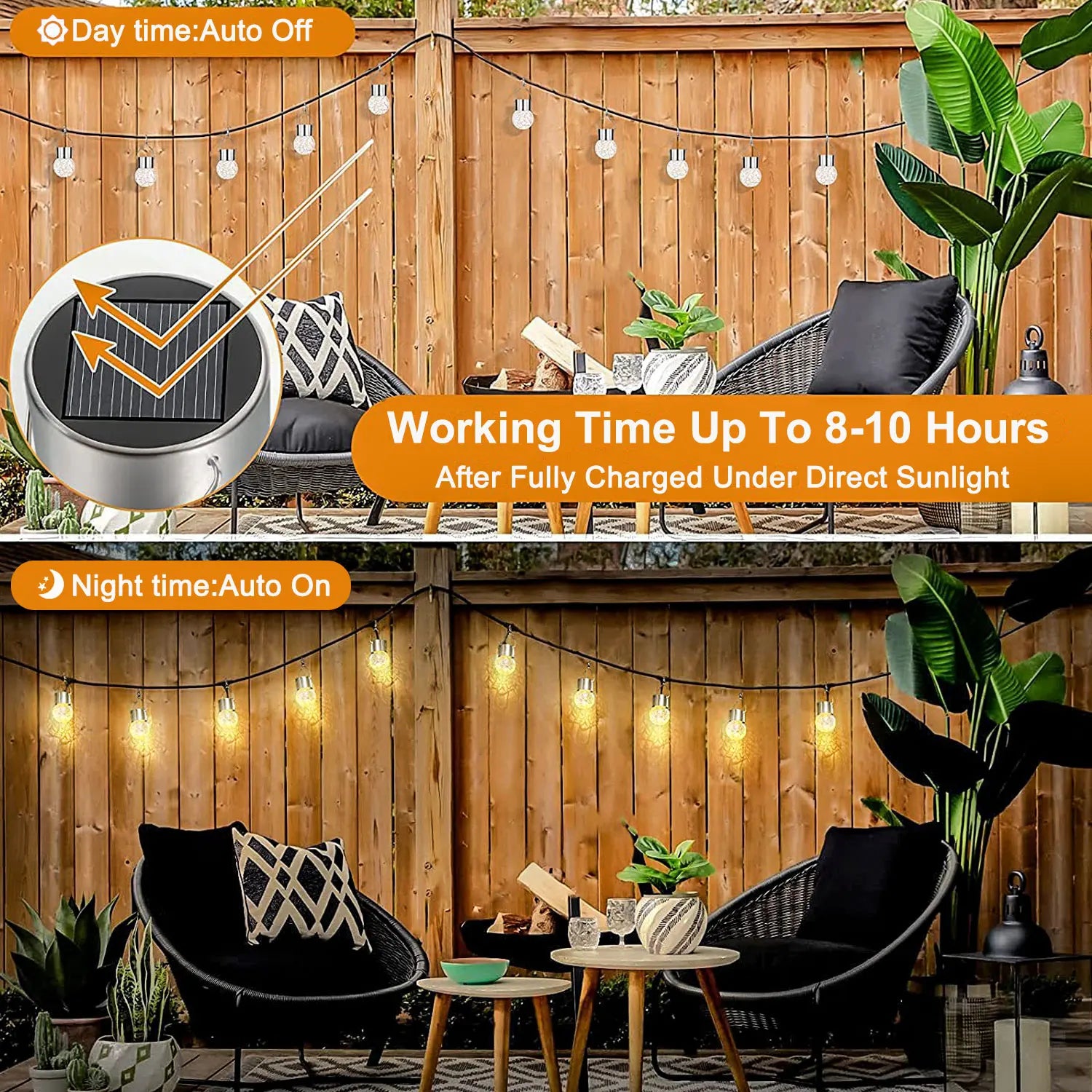 lampe solaire extérieure en rotin pour jardin décoratif - vue 5 sur 9