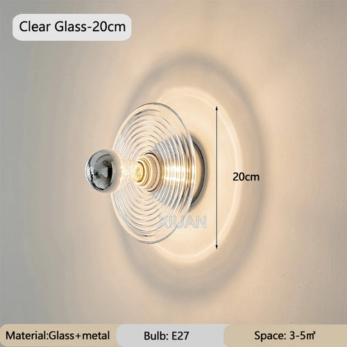 Wandleuchte aus Wellenstruktur-Glas für Flur, Eingang und Treppenhaus - vue 10 sur 9