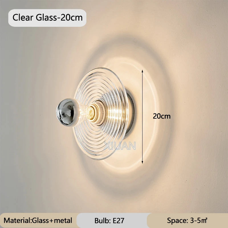 Wandleuchte aus Wellenstruktur-Glas für Flur, Eingang und Treppenhaus - vue 9 sur 9