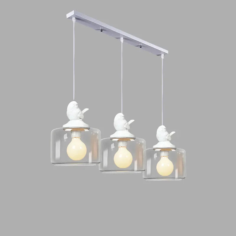Moderne kreative LED-Pendelleuchte aus Glas mit Vogelmotiv - vue 8 sur 8
