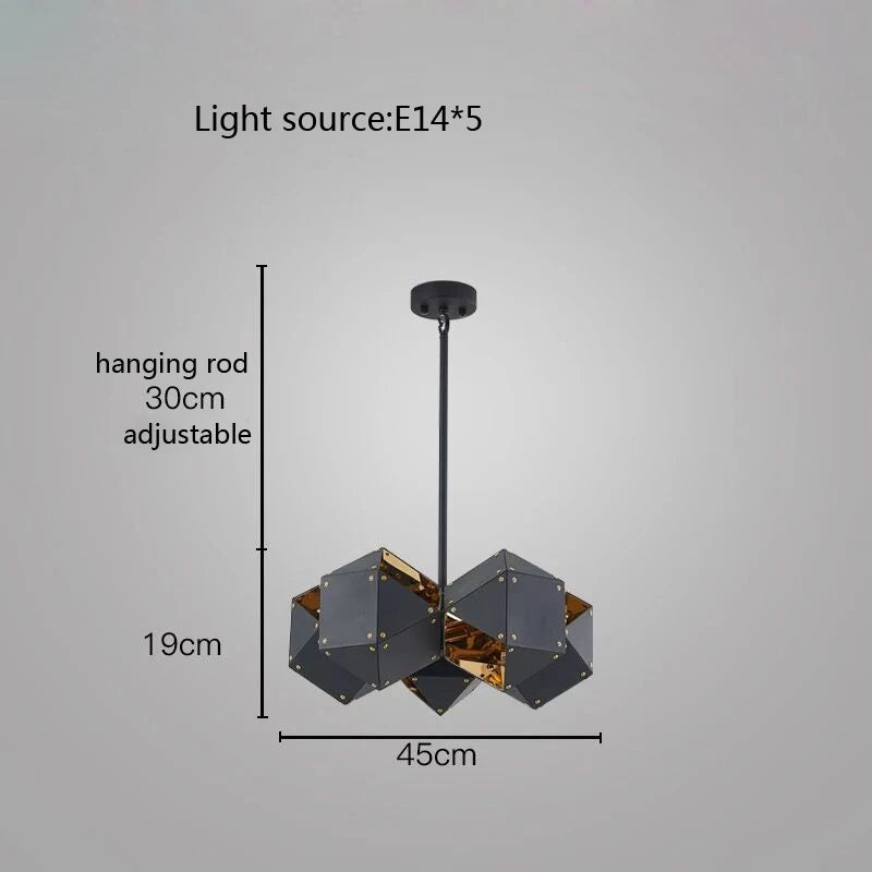 suspension led cube art déco style assorti 	 saison