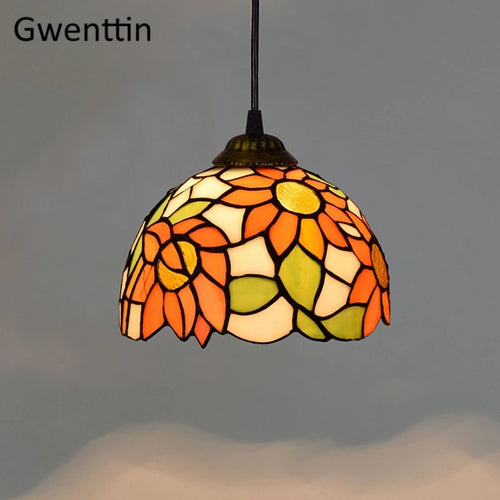 Pendelleuchte aus getöntem Glas im Tiffany-Stil für moderne Einrichtung - vue 2 sur 14