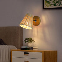 applique murale led vintage en rotin tissée à la main avec interrupteur