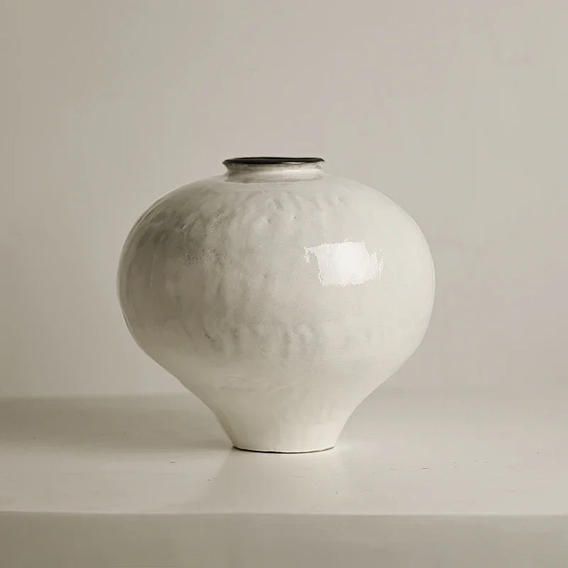 vase en céramique fait main pot lune style rétro japonais - vue 2 sur 6