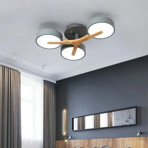 Nordischer Kronleuchter im Macaron-Stil aus Holz modern und minimalistisch - vue 6 sur 25