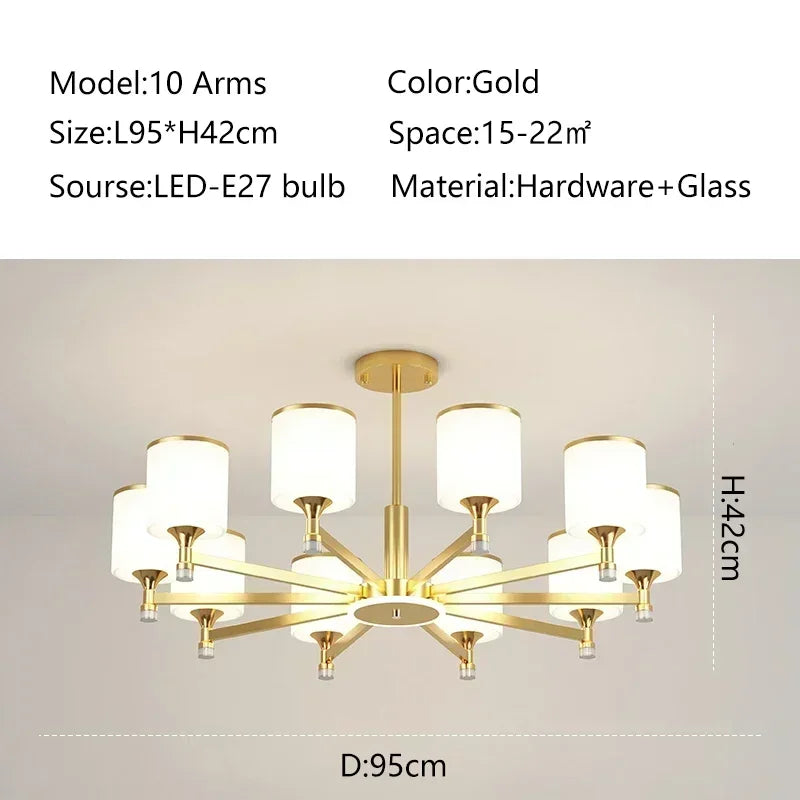 suspension moderne en verre doré et noir pour intérieur élégant - vue 13 sur 17