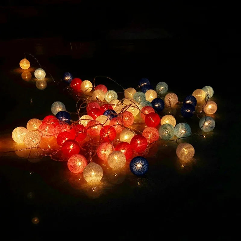 Cotton Ball Garland Lights String, Fairy Lights, Christmas, XmasHoliday Wedding Party, Baby Bed, Outdoor Decorations, 6m, 40 LED - vue 5 sur 16