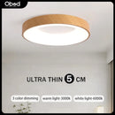 Moderne LED-Deckenleuchte Rund Holzoptik Ultraflach Dekorativ