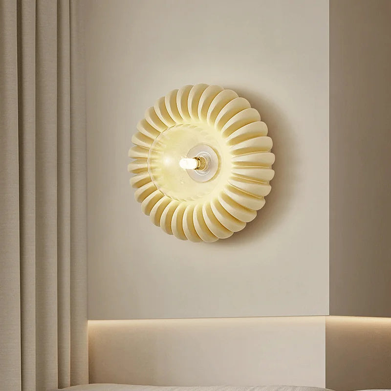 applique murale ronde rétro en verre blanc haut de gamme - vue 6 sur 8