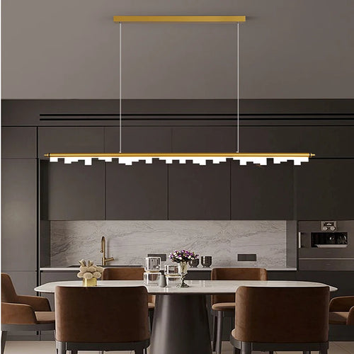 Moderner minimalistischer Kronleuchter in Schwarz-Gold für Pendelleuchten - vue 3 sur 12