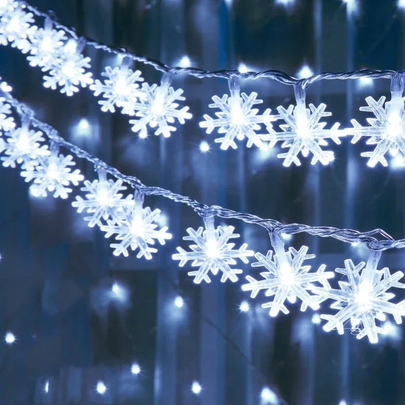 LED-Lichterkette Schneeflocken für Feste und Dekorationen