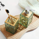 Bathroom Accessory Set, Acrylic Bamboo Accessories, Includes Toothbrush Holder, Soap Dispenser, Cotton Swab Holder, Soap Dish, T