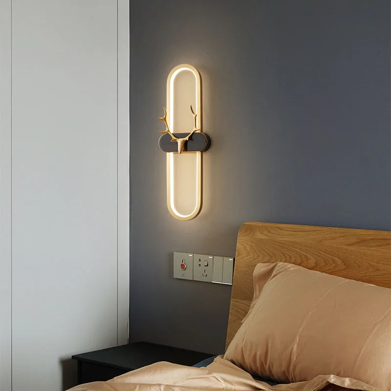 applique murale tête de cerf en cuivre réglable pour décoration intérieure - vue 5 sur 7
