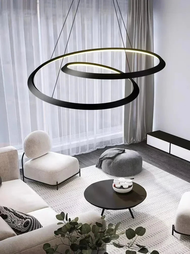 lustre led suspendu design moderne luminaire décoratif intérieur - vue 3 sur 8