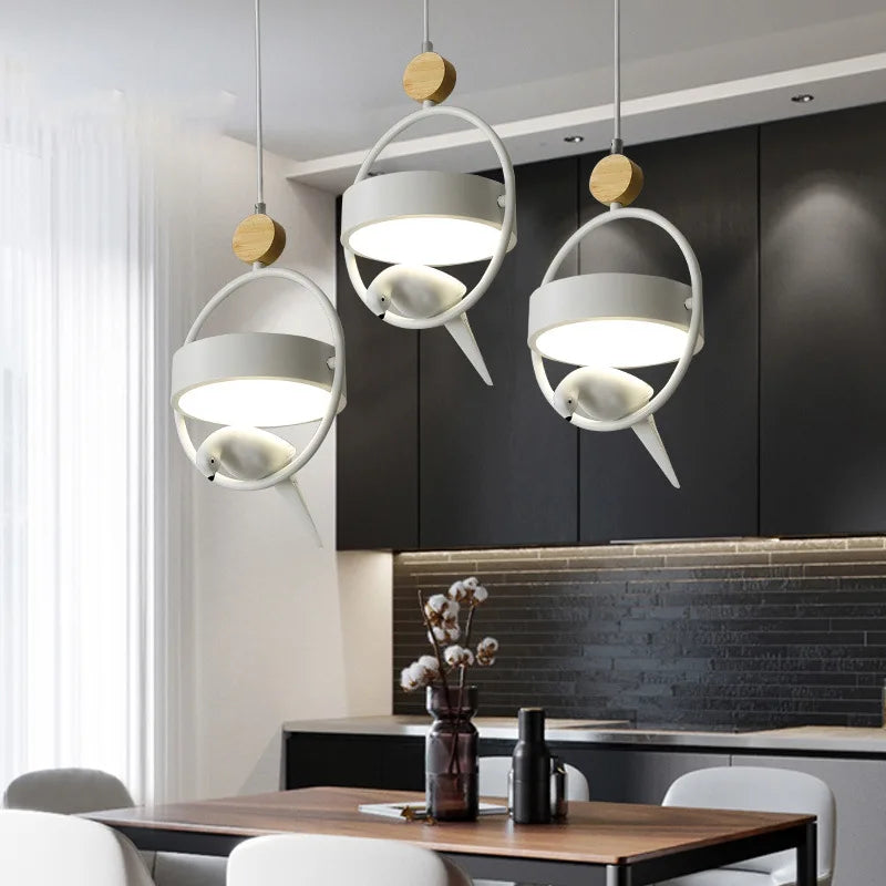 suspension moderne en bois avec éclairage led décoratif intérieur - vue 4 sur 8