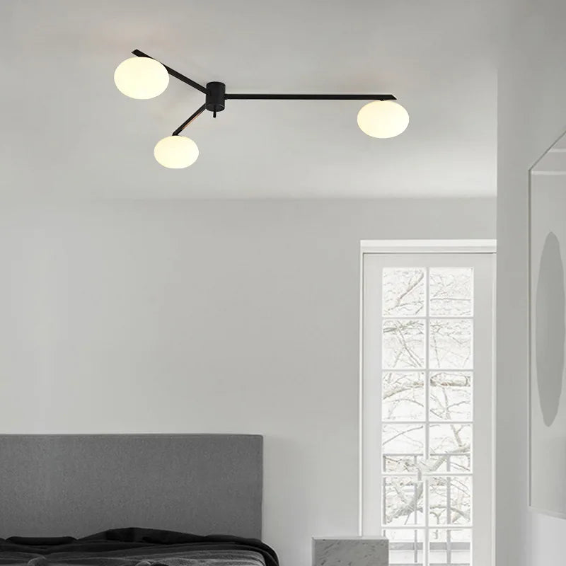 galet crème suspension luminaire led en verre français cuivre - vue 4 sur 12