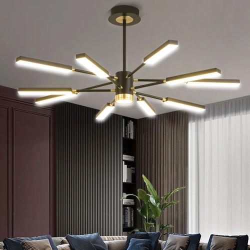 Moderner Kronleuchter als Pendelleuchte für stilvolle Wohnraumbeleuchtung im nordischen Design - vue 2 sur 10