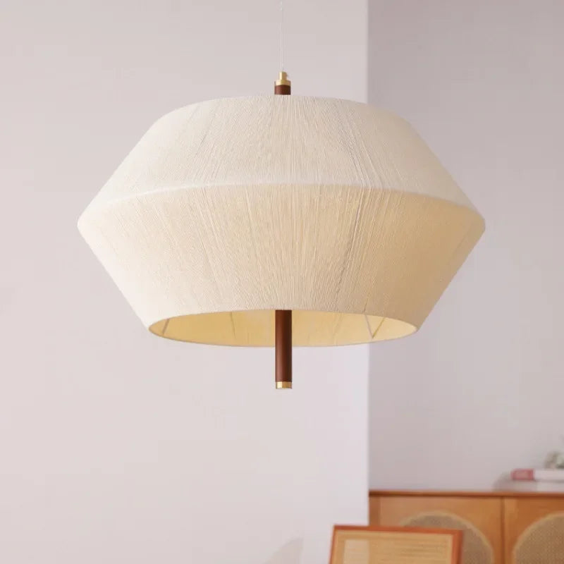 suspension décorative en tissu style japonais éclairage led élégant - vue 4 sur 9