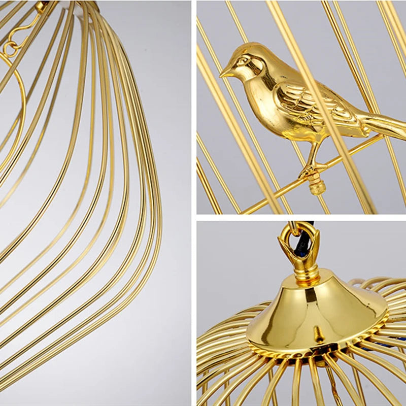suspension led en fer cage à oiseaux pour restaurant loft - vue 7 sur 8