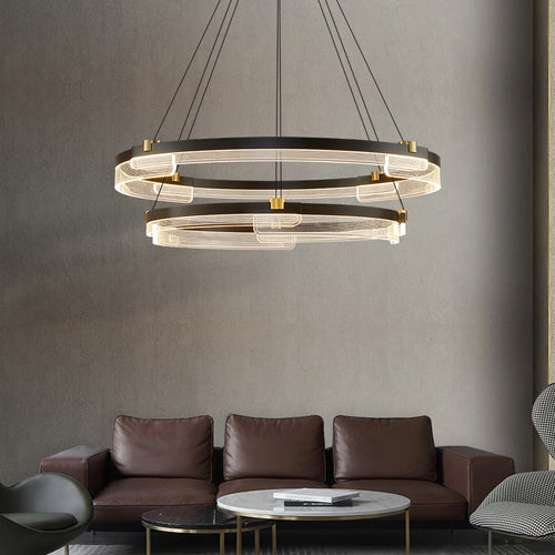 Moderner LED-Kronleuchter minimalistisch Pendelleuchte für stilvolle Wohnräume - vue 5 sur 13