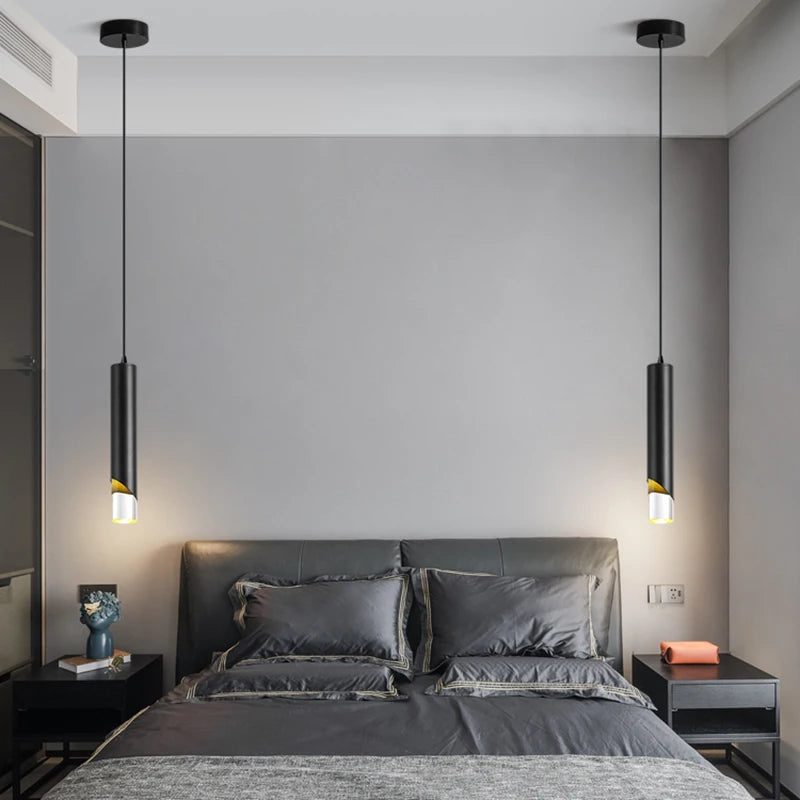 Moderne LED-Pendelleuchte mit langem Tubus für luxuriöse Innendekoration - vue 4 sur 30