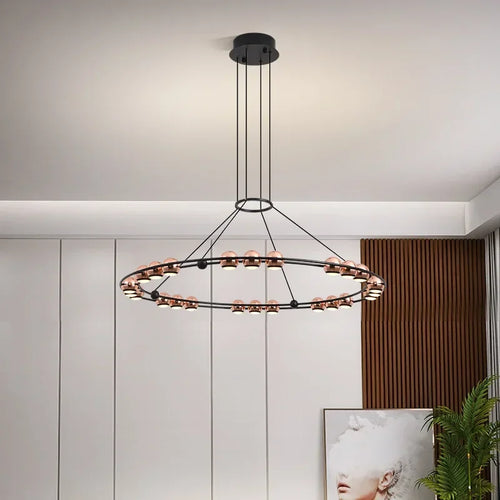Moderner LED-Kronleuchter in Bohnenform für luxuriöses Wohnzimmer - vue 3 sur 13