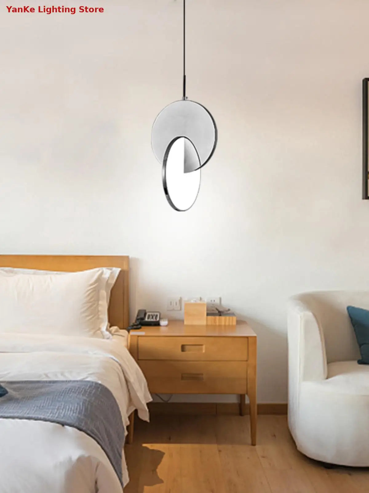 Nordic creative bar restaurant post-modern simple bedroom bedside designer single head net red light luxury art chandelier - vue 3 sur 13
