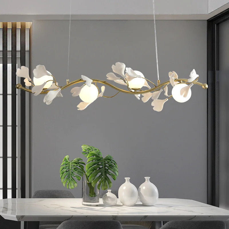 lustre led moderne en forme de pétale de ginkgo lumineux et élégant - vue 4 sur 9