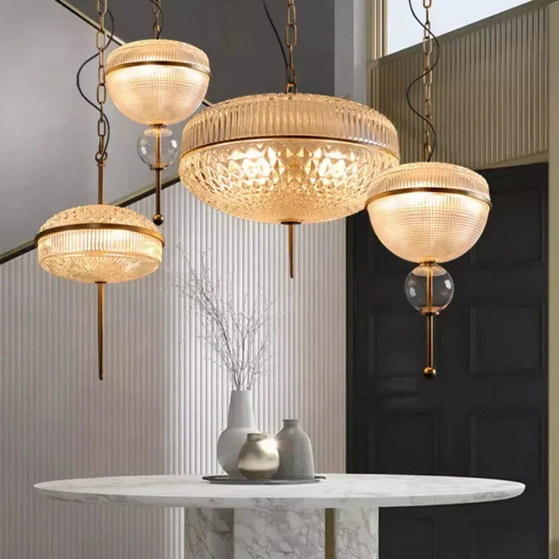 Suspension rétro led en verre nordique pour décoration maison - vue 4 sur 11