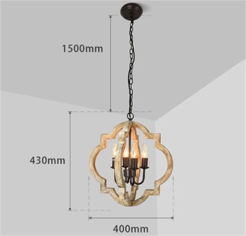 lustre vintage en bois ancien style industriel pour intérieur - vue 4 sur 6