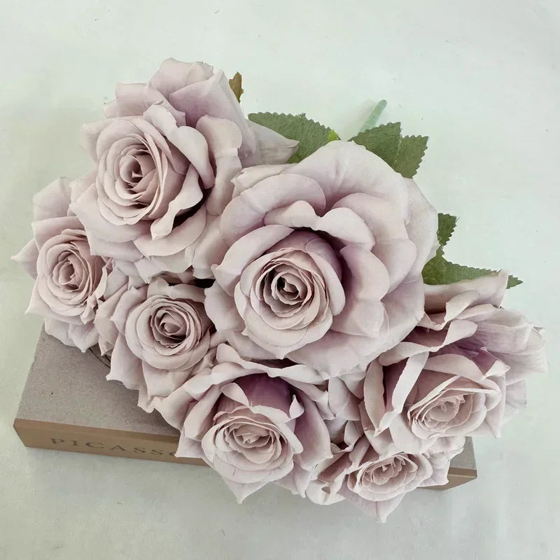 bouquet de roses artificielles en soie pour décoration festive
