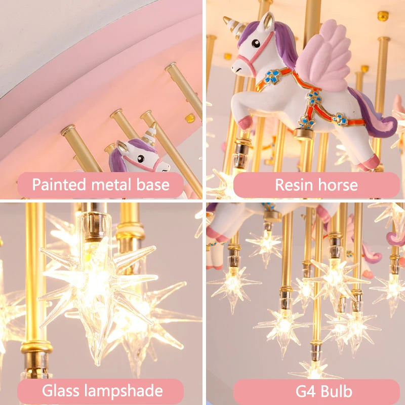 plafonnier résine cheval papier grue mignon led pour enfants
