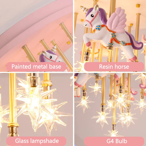 plafonnier led mignon pour enfants avec cheval et grue