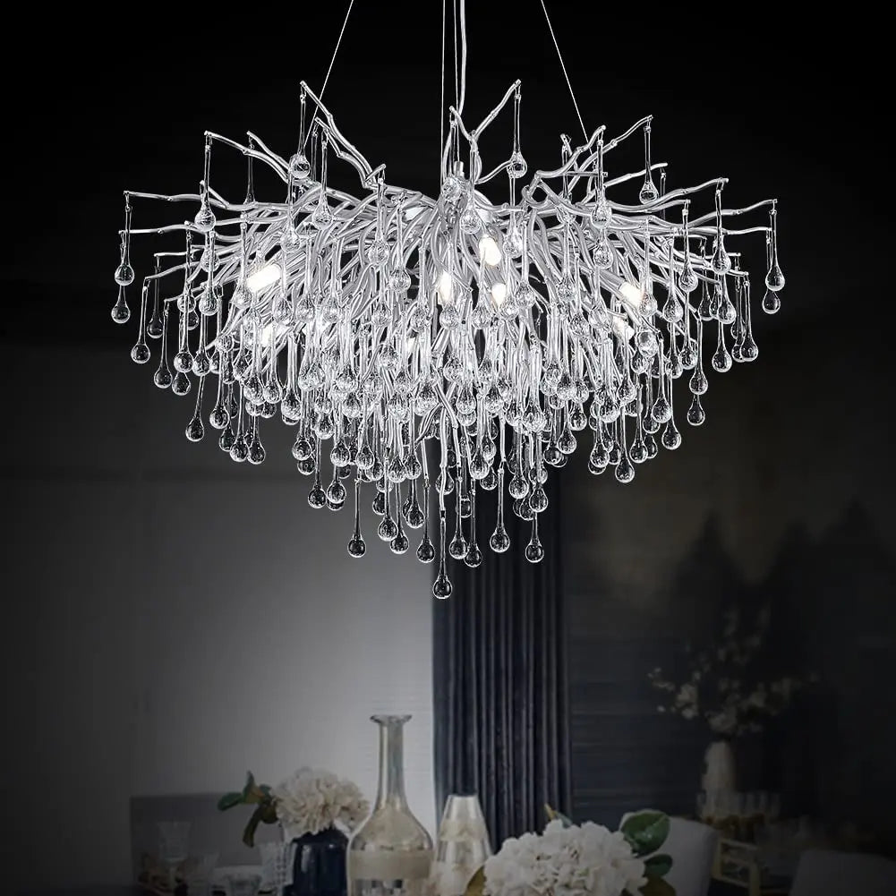 lustre moderne cristal goutte de pluie design élégant pour intérieur décoratif - vue 4 sur 15