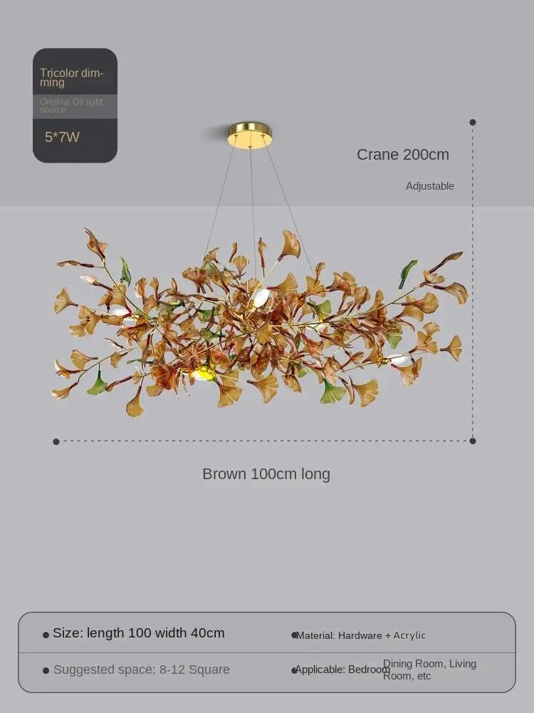 suspension moderne en ginkgo en verre personnalisée pour un éclairage élégant - vue 9 sur 16