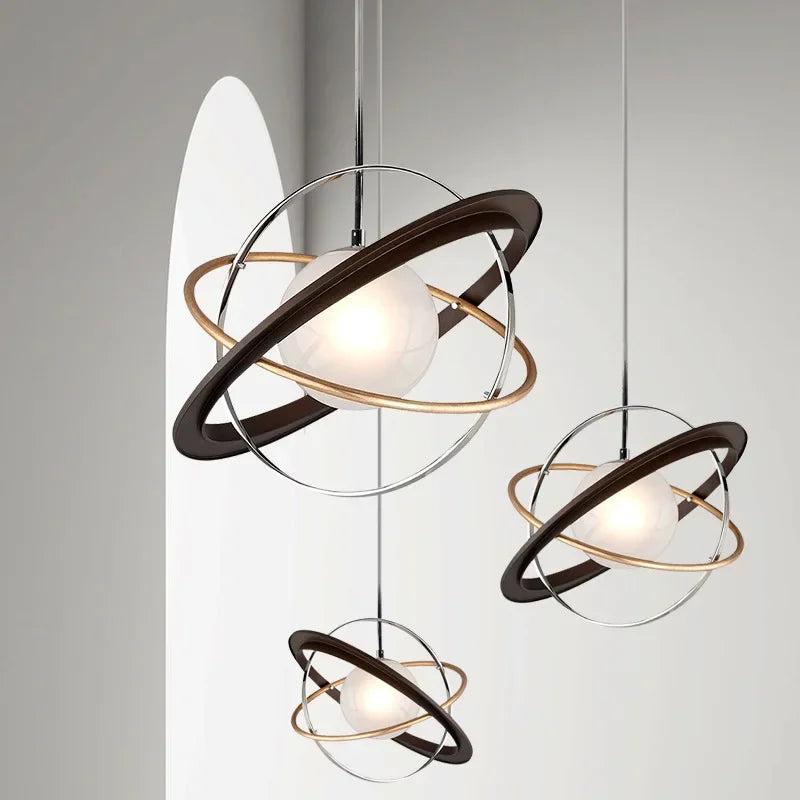 lustre à led design rings of planet pour intérieur suspendu - vue 3 sur 7