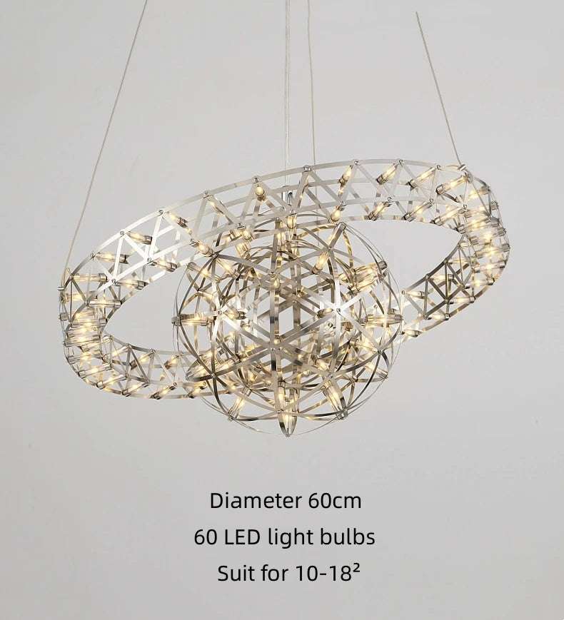 lustre sphérique raimond satellite en acier inoxydable led décor