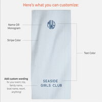serviette de plage personnalisée rayures monogramme style preppy