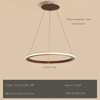lustre moderne en bois led avec anneau en noyer rétro