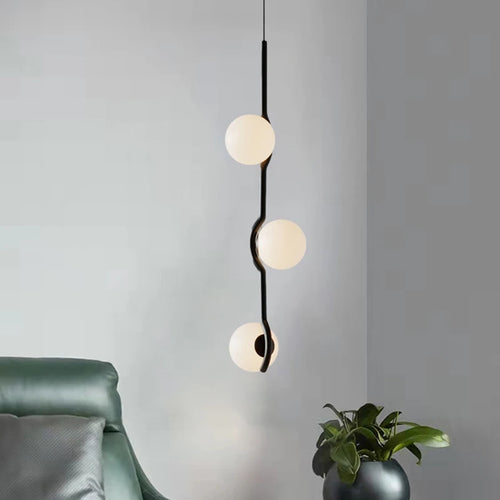 Einfache Pendelleuchte aus Glas und Metall mit verstellbarem Kabel - vue 2 sur 10