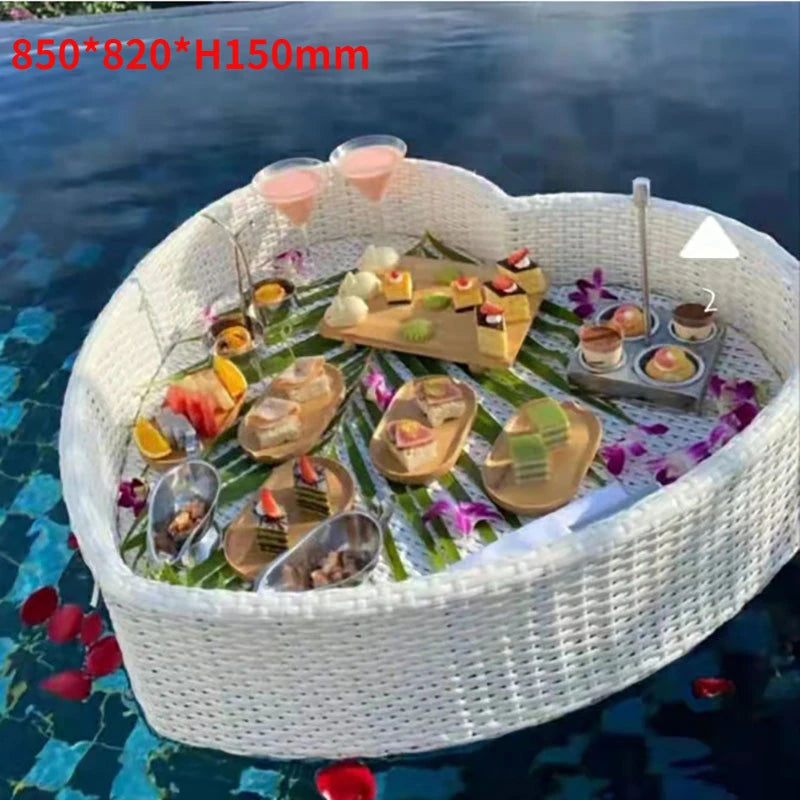 plateau en rotin nordique pour fruits et boissons de piscine - vue 17 sur 22