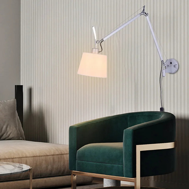 applique murale industrielle nordique pliable avec bras long pivotant