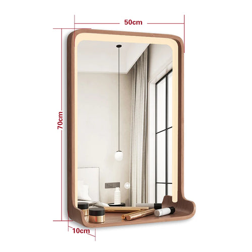 miroir en bois massif avec éclairage led et fixation murale - vue 30 sur 29