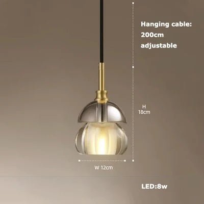 suspension en verre cristal art déco avec éclairage led - vue 23 sur 25