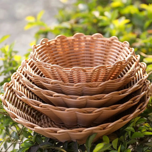 panier de rangement rond en osier pour pain fruits et collations