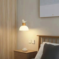 Suspension LED en verre design nordique créatif petit oiseau