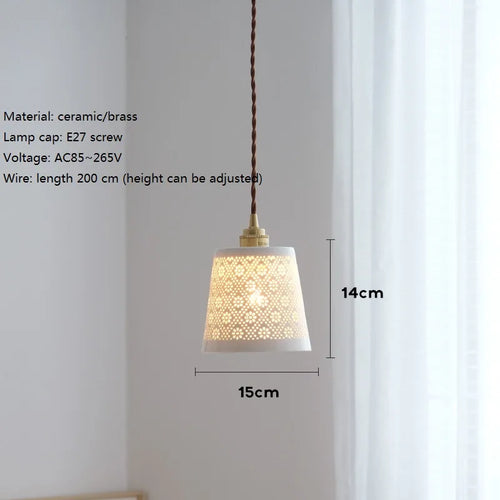 Moderne Pendelleuchte aus Keramik und Kupfer für die Innendekoration - vue 3 sur 6
