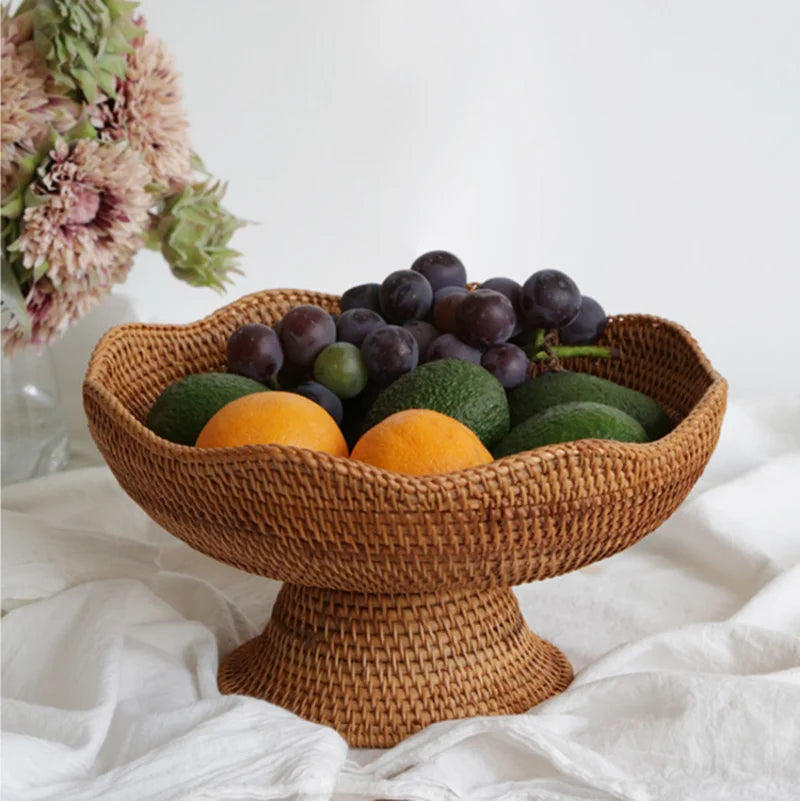 paniers à fruits en rotin pour rangement et décoration naturelle - vue 4 sur 8