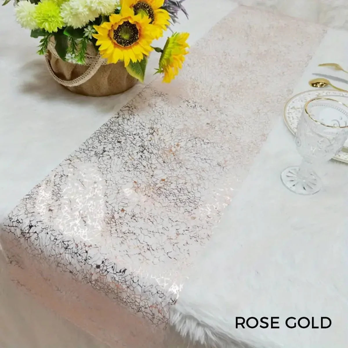 Chemin de table rose gold paillettes métallisées fête - vue 5 sur 7